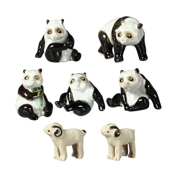 

Home Decoration Crafts Figurines Miniatures Ceramics Panda Ornaments Bonsai Rockery Accessories Aquarium Decorate 5pc/set