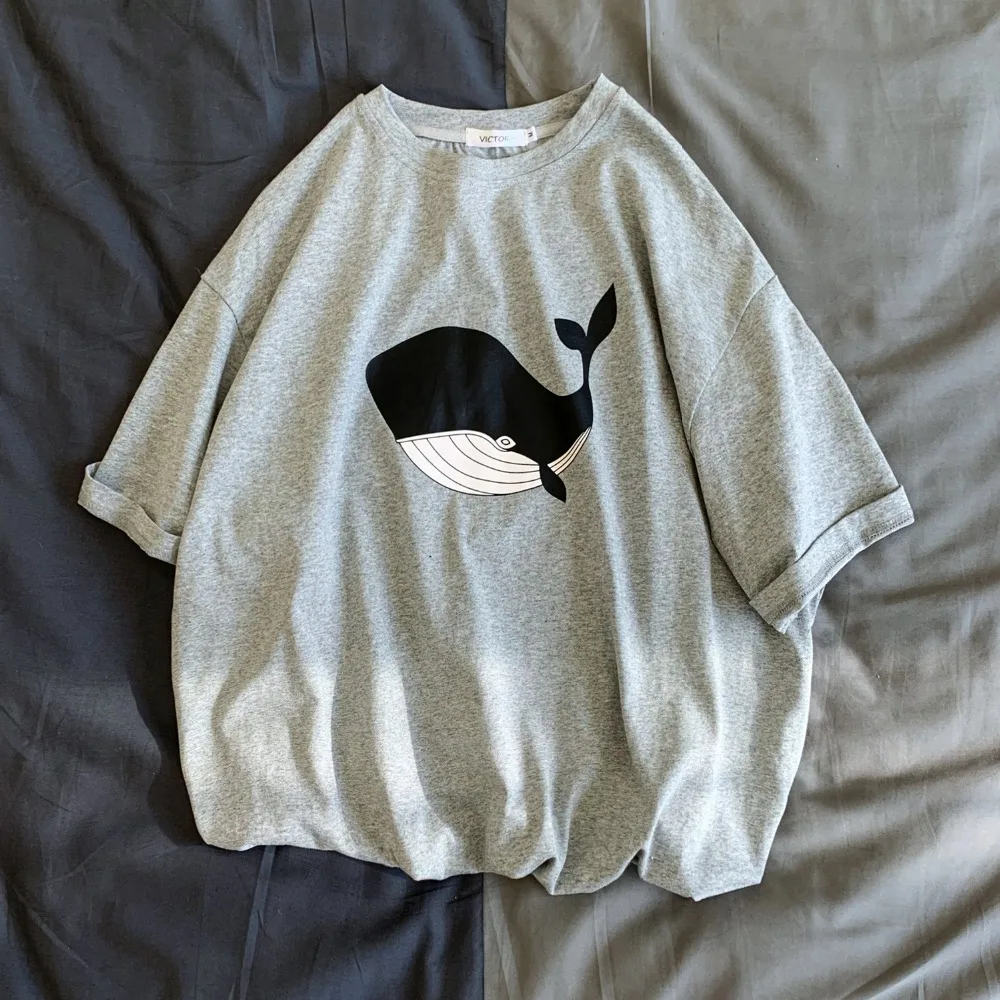 LFF 2019 Summer New Arrival Women Fashion Cotton HongKong Short Sleeve Tshirts Korea Style Whale Print Ulzzang Loose BF T-shirt
LFF 2019 Summer New Arrival Women Fashion Cotton HongKong Short Sleeve Tshirts Korea Style Whale Print Ulzzang Loose BF T-shirt