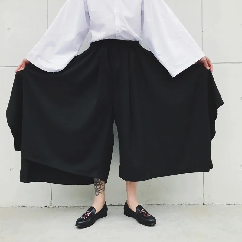 New Elegant Men's Dark Black Loose Casual Wide Leg Culotte Pants Cross-Pants New Original Design Big Drop Crotch Couples Pants
New Elegant Men's Dark Black Loose Casual Wide Leg Culotte Pants Cross-Pants New Original Design Big Drop Crotch Couples Pants
