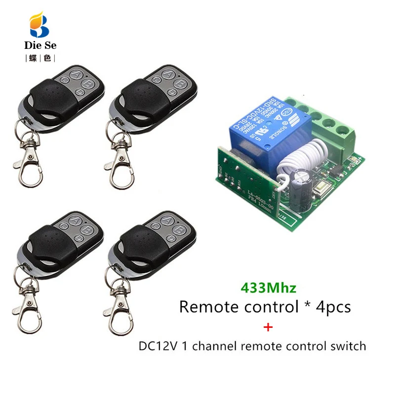 433MHz Universal Wireless Remote Control Switch DC 12V 1CH Receiver 4 Button Rf Remote Control Gate Garage Remote Control
433MHz Universal Wireless Remote Control Switch DC 12V 1CH Receiver 4 Button Rf Remote Control Gate Garage Remote Control