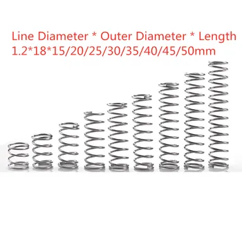10pcs 304 stainless steel short compression spring Wire diameter 1.2* outside diameter 18* length 15-50
10pcs 304 stainless steel short compression spring Wire diameter 1.2* outside diameter 18* length 15-50