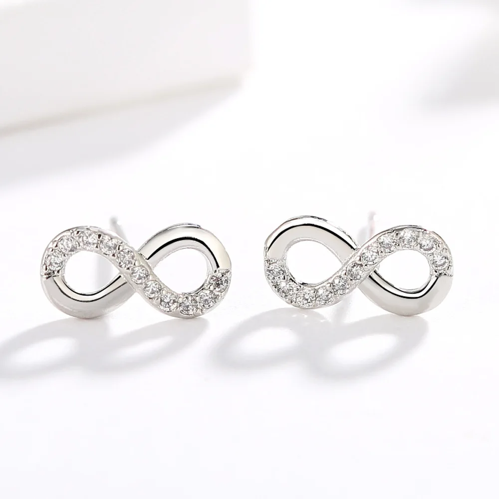 925 Sterling Silver infinity Love Symbol CZ in Gold//Rose gold//Silver Necklace
