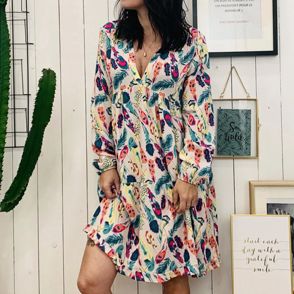 JAYCOSIN Women Dress Feather Print Autumn Midi Beach Dress Elegant Party Dress Long Sleeve Loose Dress Vestidos dropshipping 718
JAYCOSIN Women Dress Feather Print Autumn Midi Beach Dress Elegant Party Dress Long Sleeve Loose Dress Vestidos dropshipping 718