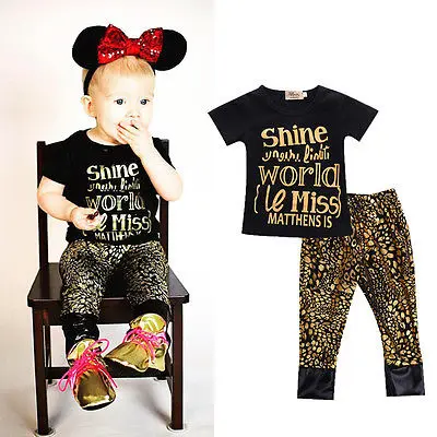 Newborn Infant Baby Girls Outfits Clothes Short Sleeve Letter Printed T-shirt+Leopard Shiny Leggings 0-24M
Newborn Infant Baby Girls Outfits Clothes Short Sleeve Letter Printed T-shirt+Leopard Shiny Leggings 0-24M