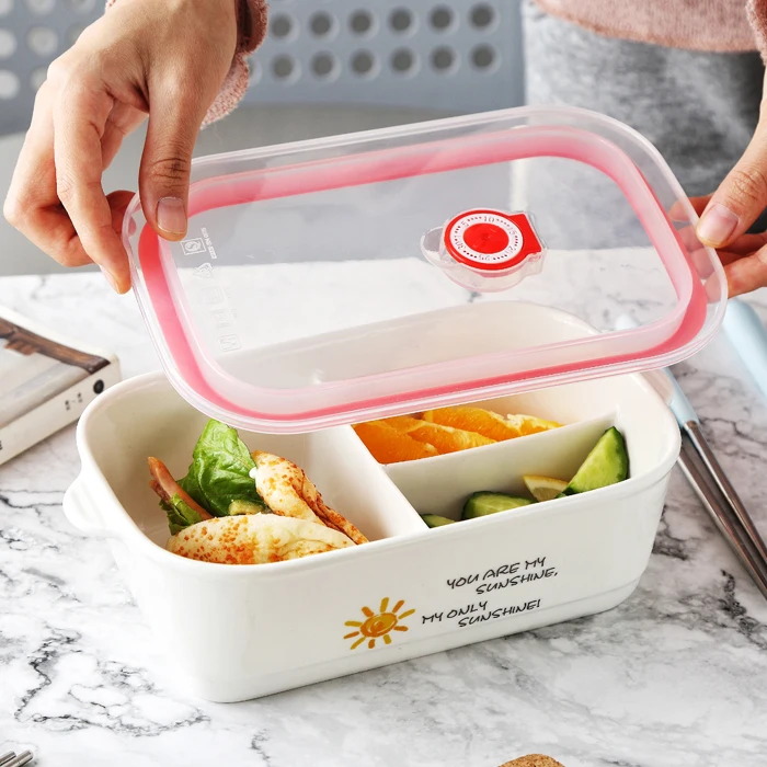900ML High Quality Ceramic Food Container Microwave Food Storage Container Box With Lid
900ML High Quality Ceramic Food Container Microwave Food Storage Container Box With Lid