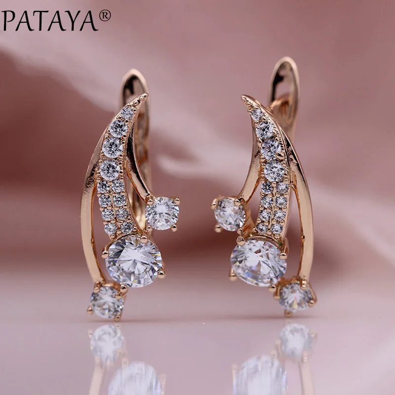 PATAYA New Sector Dangle Earrings 585 Rose Gold Unique Party Fashion Jewelry Round Natural Zircon White Symmetry Cute Earring
PATAYA New Sector Dangle Earrings 585 Rose Gold Unique Party Fashion Jewelry Round Natural Zircon White Symmetry Cute Earring