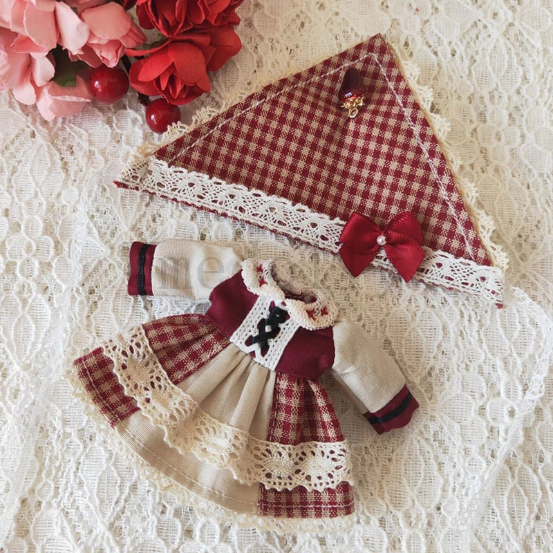 1 Set Mori Style Red Gird Long-sleeved Doll Dress + Headwear for OB11, Obitsu 11 Doll Clothes Accessories Toy
1 Set Mori Style Red Gird Long-sleeved Doll Dress + Headwear for OB11, Obitsu 11 Doll Clothes Accessories Toy