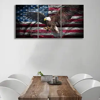 Modern Wall Decor Canvas Prints Wall Art Bald Eagle with American Flag Patriotic Concept 3 Panel Christams gift Home Decoration
Modern Wall Decor Canvas Prints Wall Art Bald Eagle with American Flag Patriotic Concept 3 Panel Christams gift Home Decoration