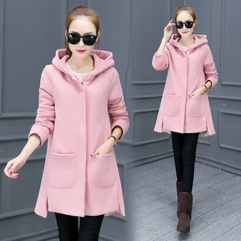 Fashion Sweatshirt plus velvet thick women's Simple casual loose thin long hooded Solid color warm coat Autumn Winter
Fashion Sweatshirt plus velvet thick women's Simple casual loose thin long hooded Solid color warm coat Autumn Winter