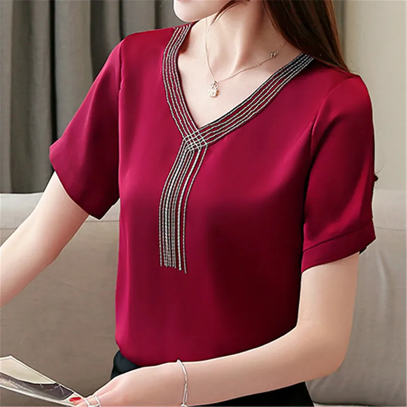 2019 New Summer Fashion Women Blouse And Tops Chiffon Short Sleeve Tassel Shirts V-Neck Solid Office Ladies Tops Red Blouse
2019 New Summer Fashion Women Blouse And Tops Chiffon Short Sleeve Tassel Shirts V-Neck Solid Office Ladies Tops Red Blouse