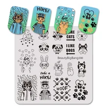 BEAUTYBIGBANG forme carrée chat chien Animal série Image Nail Art timbre estampage plaque de modèle pour BBB 030(China)