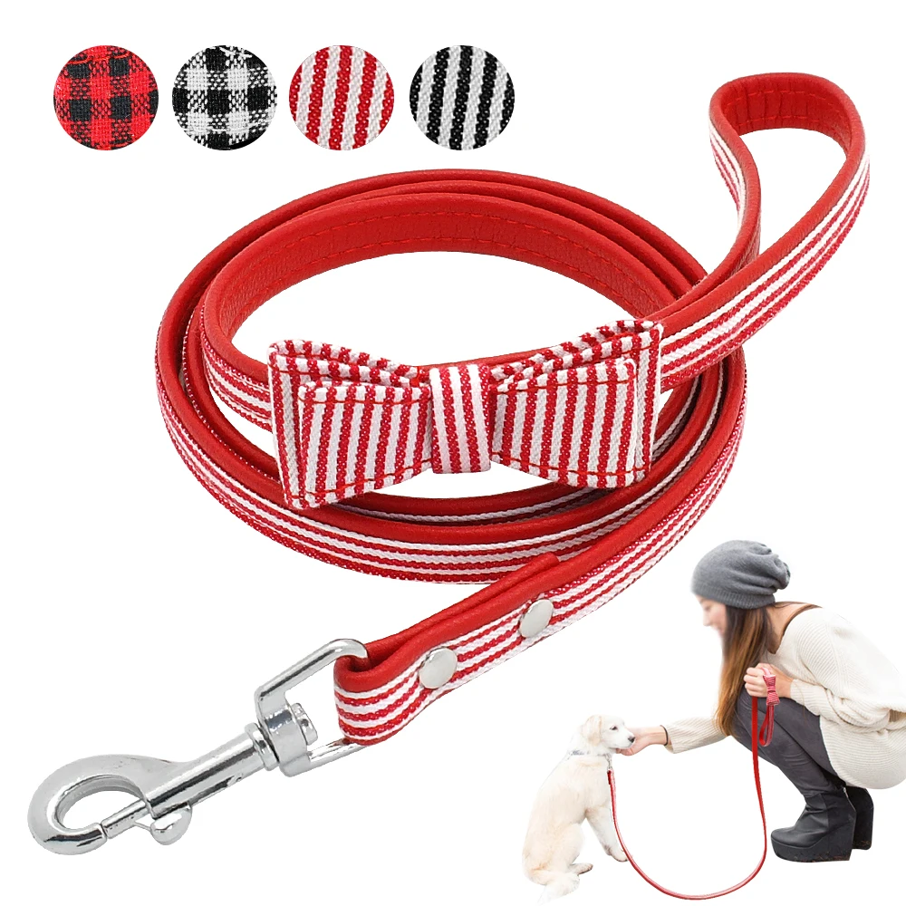 Leather Dog Leash Striped Bowknot Dog Leashes Plaid Puppy Walking Leads For Small Medium Dogs Chihuahua Red Black 120cm
Leather Dog Leash Striped Bowknot Dog Leashes Plaid Puppy Walking Leads For Small Medium Dogs Chihuahua Red Black 120cm