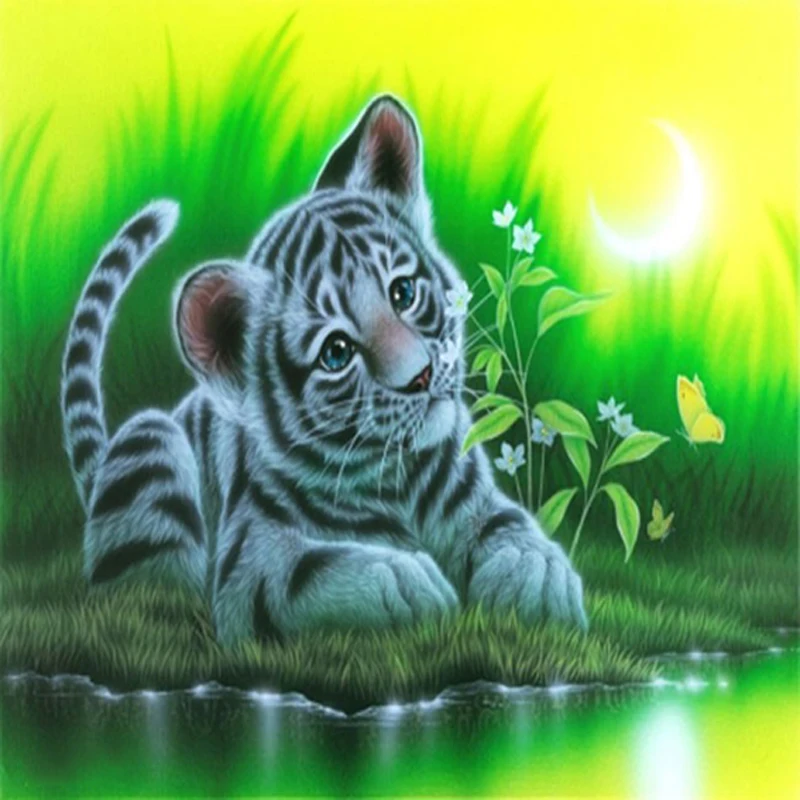 Diy 5D tiger baby picture Needlework cross stitch diamond mosaic gift home decor diamond Painting Full diamond embroidery ZH