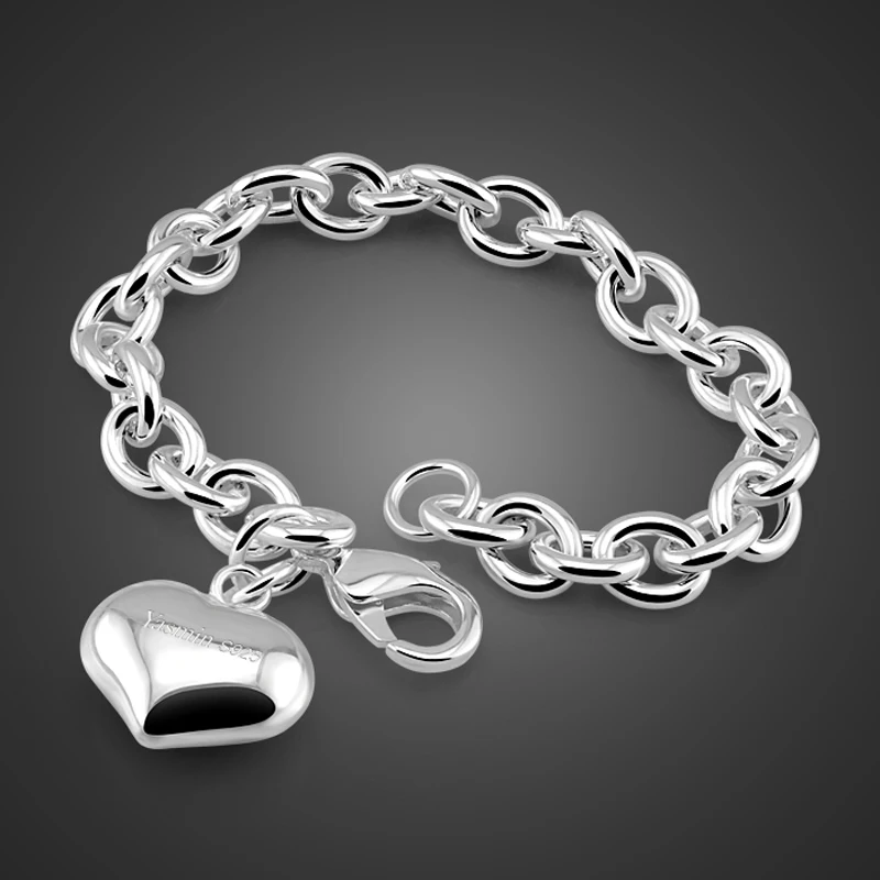 Fashion simple 925 Sterling Silver Heart Bracelet Charming lady 9mm 20cm silver chain bracelet Wholesale brand silver jewelry
Fashion simple 925 Sterling Silver Heart Bracelet Charming lady 9mm 20cm silver chain bracelet Wholesale brand silver jewelry