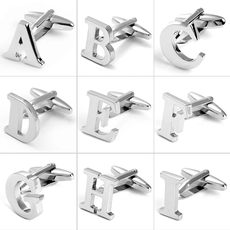 Fashion English A-Z 26 Alphabe Cheap Sliver Cufflink Copper Alloy Cufflinks Gift French Mens Shirt Wedding Letter Cufflinks
Fashion English A-Z 26 Alphabe Cheap Sliver Cufflink Copper Alloy Cufflinks Gift French Mens Shirt Wedding Letter Cufflinks