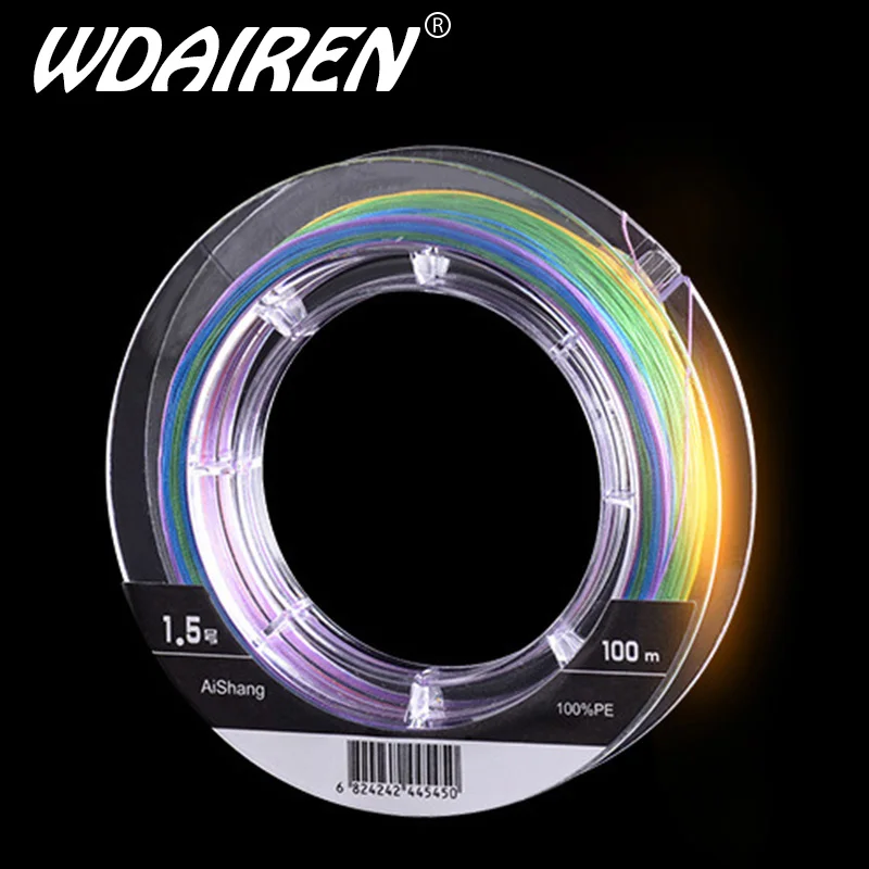 

WDAIREN Super Braided Fishing Line LiuCai Series 8 Strands 100m PE 5 Colors One Color Per Meter Fishing Wire Rope Weaving