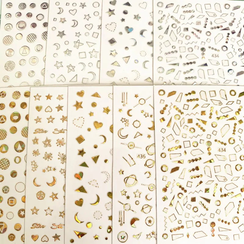 Newest MG-431 Gold and silver laser 3d nail art sticker nail decal stamping export japan designs rhinestones decorations
Newest MG-431 Gold and silver laser 3d nail art sticker nail decal stamping export japan designs rhinestones decorations