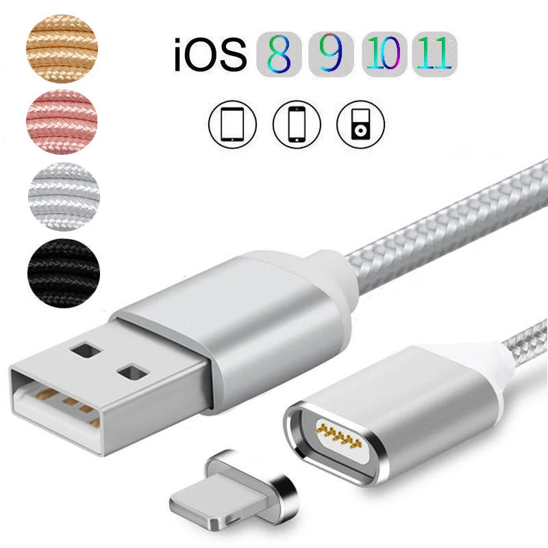 

1M High Speed Magnetic Cable Charger Adapter LED Nylon Braided Magnet Charging Wire For iPhone X 8 7 Plus 6 6s Plus 5 5s 5c