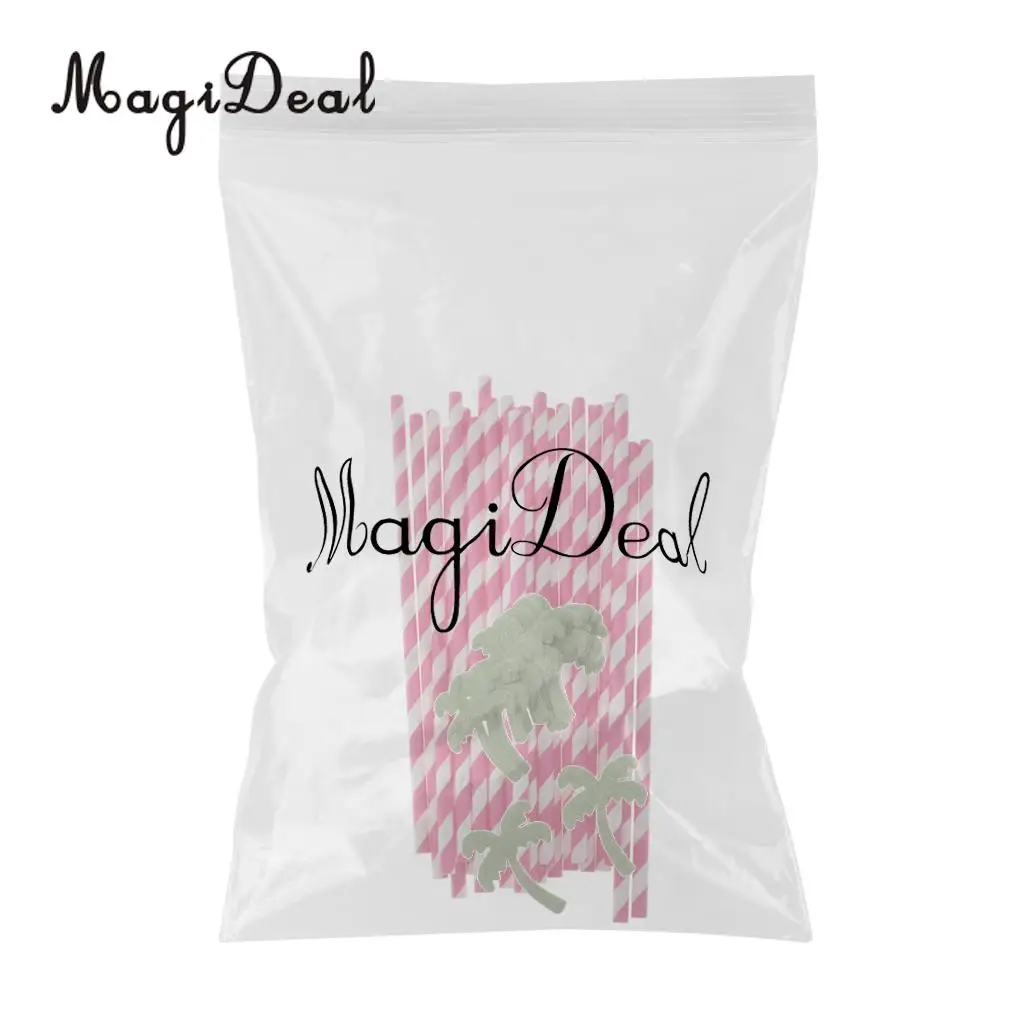 MagiDeal 25pcs Coconut Palm Tree Paper Straws Hawaiian Luau Barware Beach Party Favor