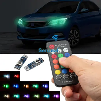 SENZEAL 2pcs RGB LED T10 W5W Car Dome Reading Lights Strobe Lamp 12V Automobiles Wedge Lamp RGB LED Bulb with Remote Controller
SENZEAL 2pcs RGB LED T10 W5W Car Dome Reading Lights Strobe Lamp 12V Automobiles Wedge Lamp RGB LED Bulb with Remote Controller
