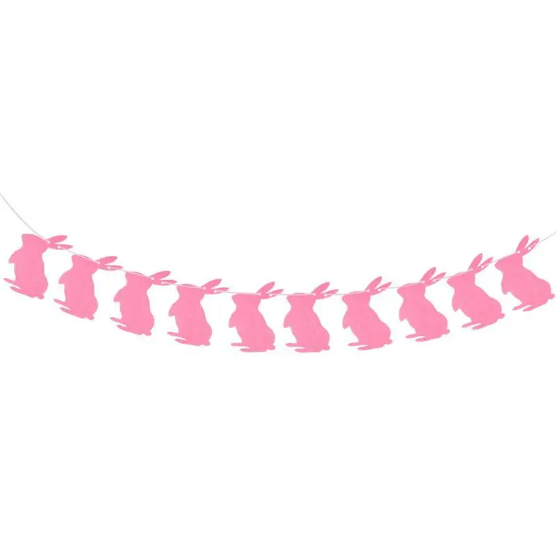 BESTOYARD Easter Banner Decorations White Rabbit Bunny Banner Bunting Garland Photo Prop