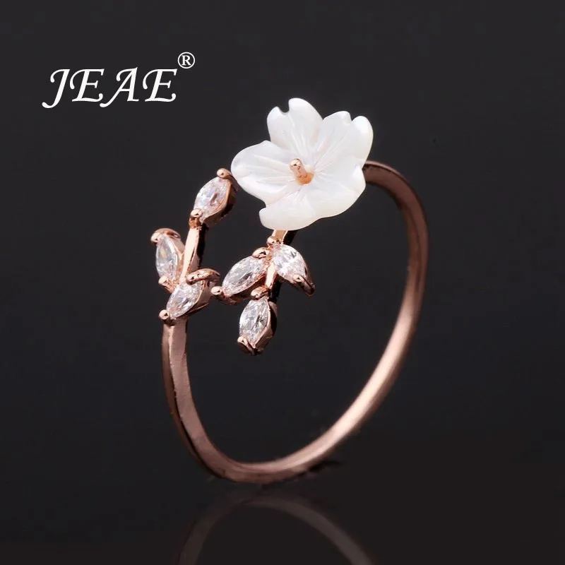 JEAE Wedding Delicate Zircon Crystal Leaf Shell Flower Ring for Women Adjustable Ladies Girls Rose Gold Color Finger Bijoux
JEAE Wedding Delicate Zircon Crystal Leaf Shell Flower Ring for Women Adjustable Ladies Girls Rose Gold Color Finger Bijoux