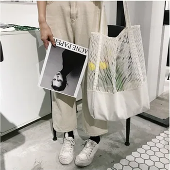 Beach Bag Canvas Bags Shoulder Large Capacity Shopping Bags Breathable Hand-held Mesh Hollow Beach Cotton Mesh Bag Shopping Bag
Beach Bag Canvas Bags Shoulder Large Capacity Shopping Bags Breathable Hand-held Mesh Hollow Beach Cotton Mesh Bag Shopping Bag