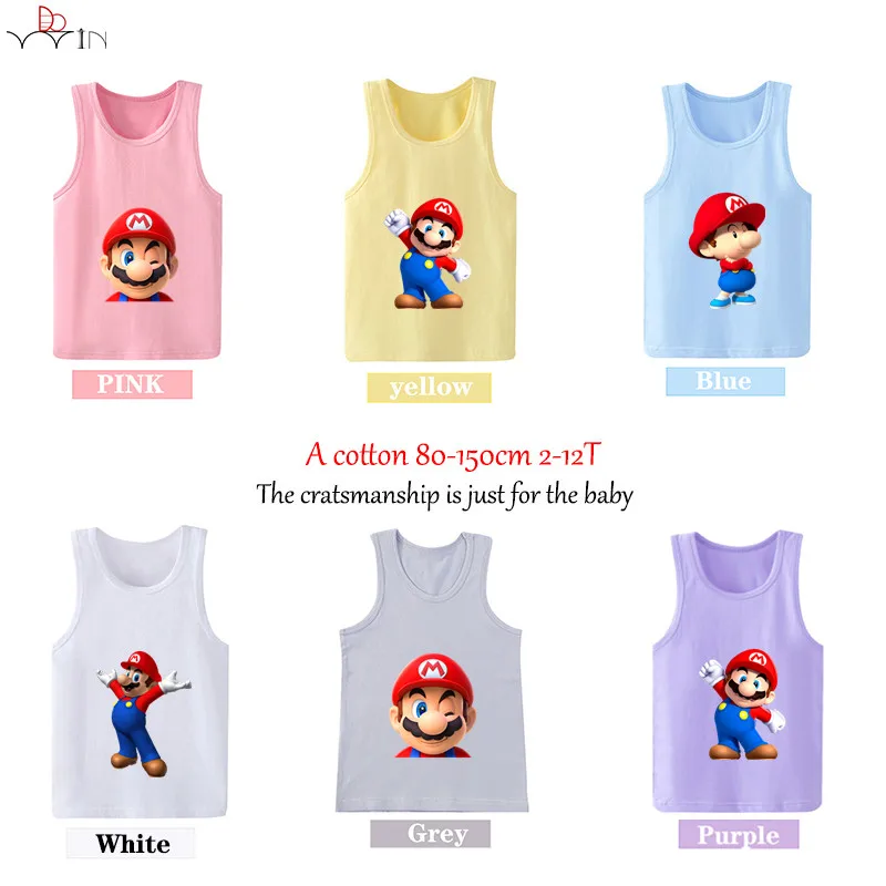 2019 kids T Shirt printed vest Super Mario summer sleeveless Cartoon T-shirt boy/girl new fashion tee 2-12Y
2019 kids T Shirt printed vest Super Mario summer sleeveless Cartoon T-shirt boy/girl new fashion tee 2-12Y