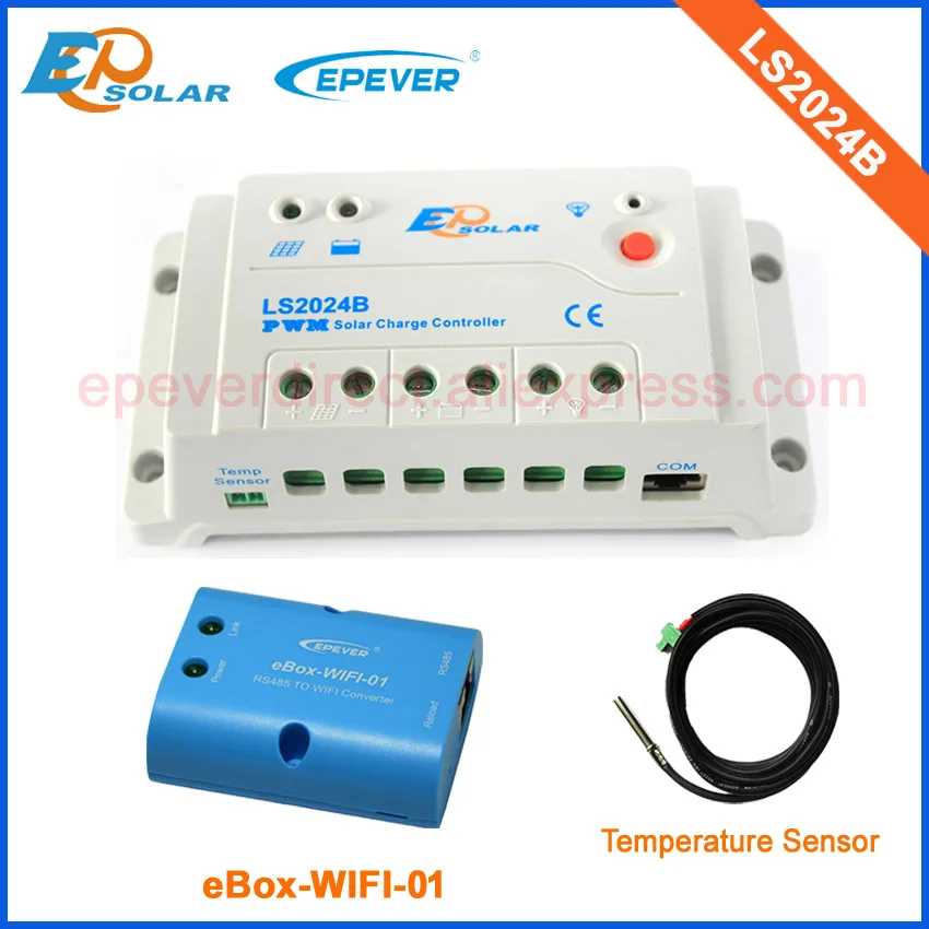 Wifi BOX used connect solar controllers with phone APP EPEVER solar system panel regulator LS2024B+temperature sensor 20A
Wifi BOX used connect solar controllers with phone APP EPEVER solar system panel regulator LS2024B+temperature sensor 20A