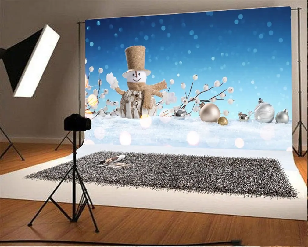 Photography Backdrop Christmas Snowman with Hat Balls Branch Bokeh Sequins Snowing Blue Sky Winter Photo Background
Photography Backdrop Christmas Snowman with Hat Balls Branch Bokeh Sequins Snowing Blue Sky Winter Photo Background
