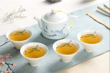 Chinese celadon kung fu tea set, including 1teapot 4 cup tea set, printed with lotus pattern celadon teapot teacup, good gift
Chinese celadon kung fu tea set, including 1teapot 4 cup tea set, printed with lotus pattern celadon teapot teacup, good gift