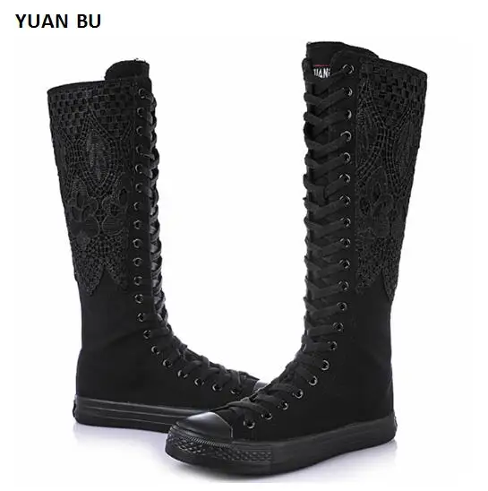 YUAN BU 2018 New Shoes Fashion Women's Canvas Boots Lace Zip Knee High Boots Women Boots Flats Casual Tall Punk Shoes Girls
YUAN BU 2018 New Shoes Fashion Women's Canvas Boots Lace Zip Knee High Boots Women Boots Flats Casual Tall Punk Shoes Girls