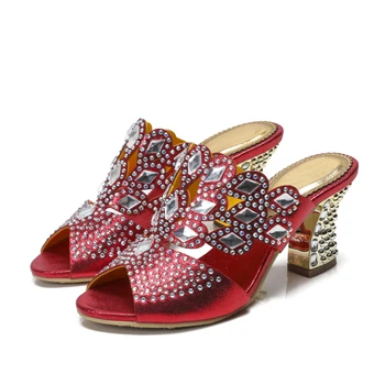 Thick High Heel Slippers Rhinestones Hollow Large Size Horse Shoes Heel Women Slippers 8cm High Heel Peep-toe Slippers
Thick High Heel Slippers Rhinestones Hollow Large Size Horse Shoes Heel Women Slippers 8cm High Heel Peep-toe Slippers