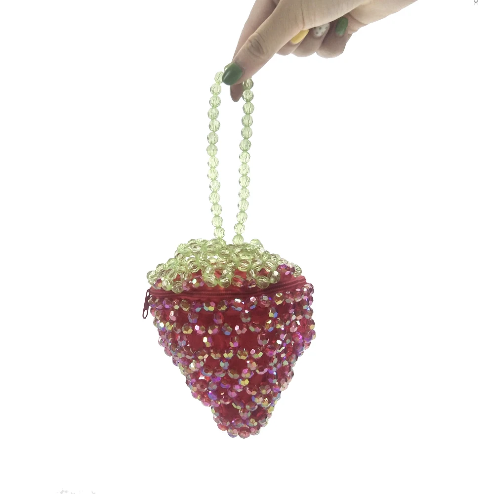 Unique Design Beaded Strawberry Bag Pure Handmade Wallets Strawberry Fruit Shape Bag Zipper Leisure Essential Package
Unique Design Beaded Strawberry Bag Pure Handmade Wallets Strawberry Fruit Shape Bag Zipper Leisure Essential Package