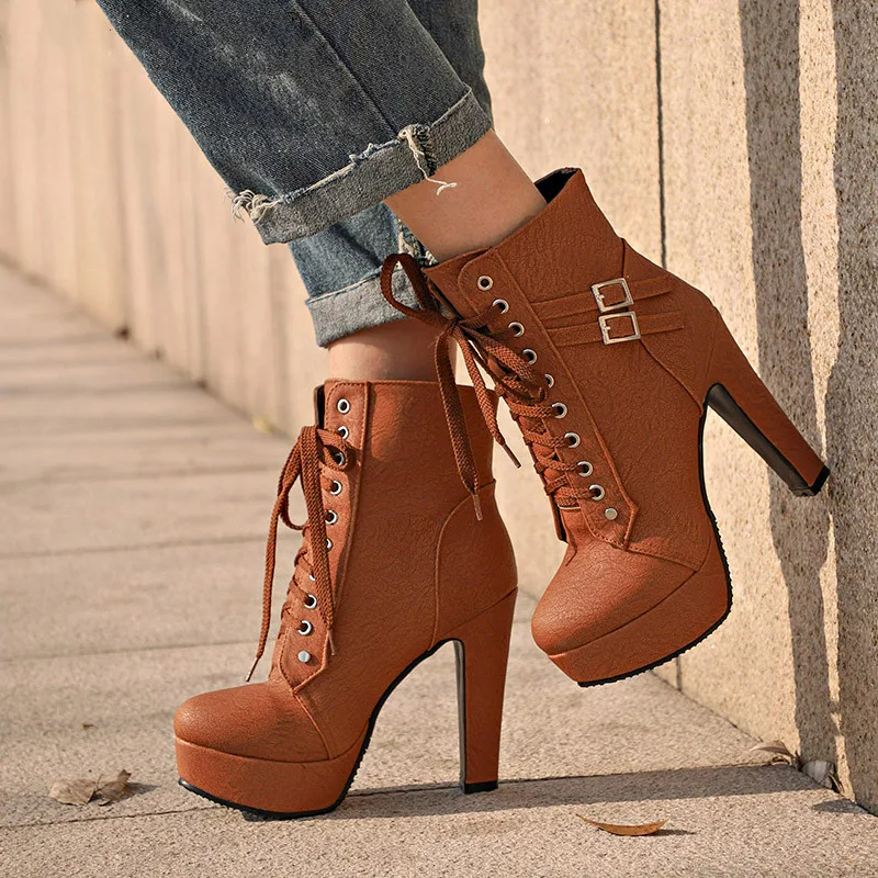 Dropshipping Ankle Boots For Women Platform High Heels Female Lace Up Shoes Woman Buckle Short Boot Casual Ladies Footwear
Dropshipping Ankle Boots For Women Platform High Heels Female Lace Up Shoes Woman Buckle Short Boot Casual Ladies Footwear