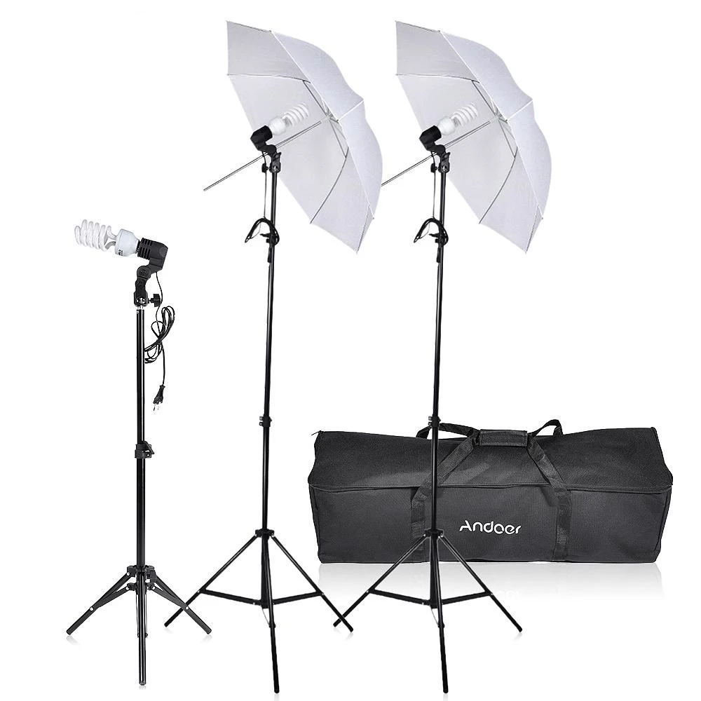 Andoer Photo Studio Lighting Kit Photography Umbrella Equipment 3* Bulbs 3*E27 Swivel Socket 3* Stand 2* Umbrellas Carrying Case
Andoer Photo Studio Lighting Kit Photography Umbrella Equipment 3* Bulbs 3*E27 Swivel Socket 3* Stand 2* Umbrellas Carrying Case