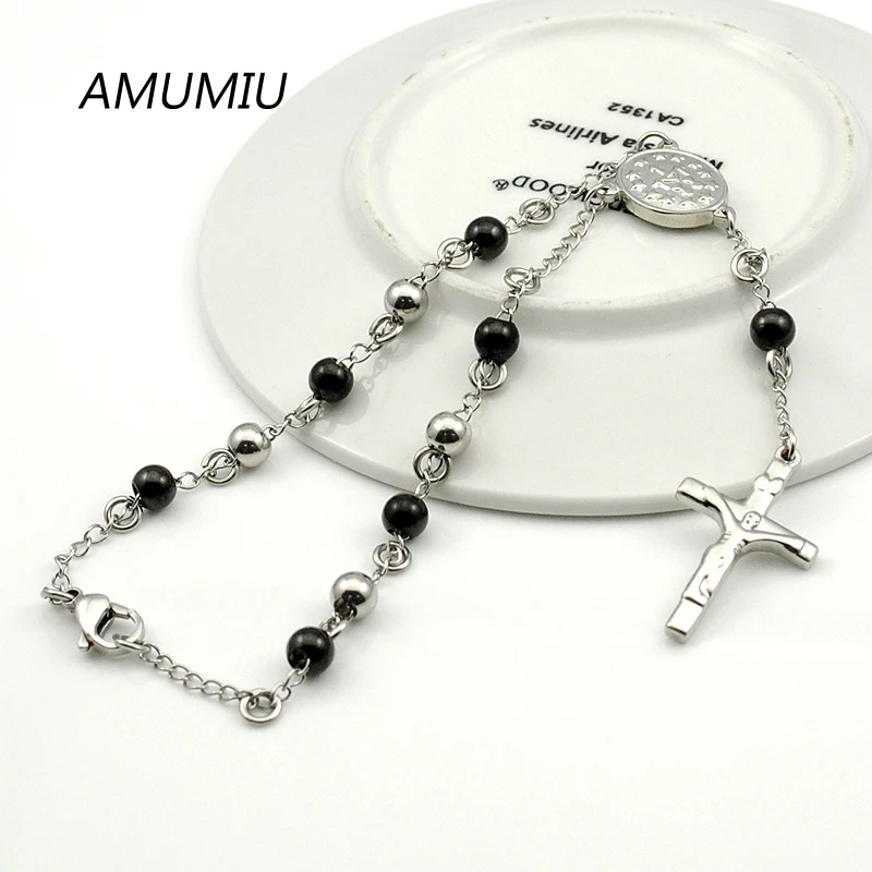 AMUMIU 6MM Men Women Rosary Bracelet Stainless Steel Beads Cross Religious Jewelry HZB055W6
AMUMIU 6MM Men Women Rosary Bracelet Stainless Steel Beads Cross Religious Jewelry HZB055W6