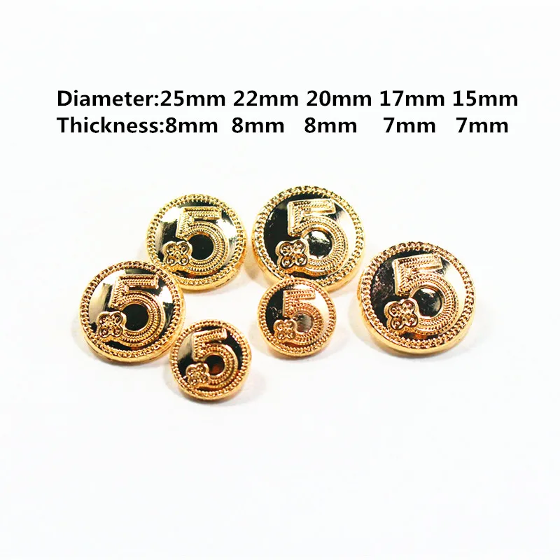 Free shipping,20PCS number 5 money diameter of 13mm-25mm gold metal buttons, clothing accessories, shirt, coat brand buttons, k1
Free shipping,20PCS number 5 money diameter of 13mm-25mm gold metal buttons, clothing accessories, shirt, coat brand buttons, k1