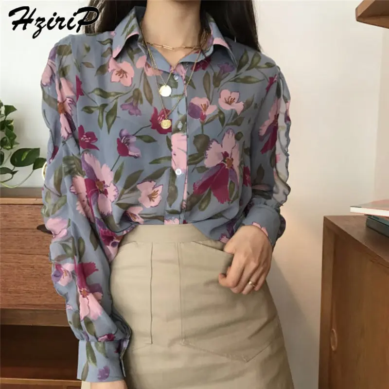 Hzirip Sweet Female Print Flowers Spring Summer New Style Casual Loose Turn-Down Collars All-Match Chiffon Simple Elegant Shirt
Hzirip Sweet Female Print Flowers Spring Summer New Style Casual Loose Turn-Down Collars All-Match Chiffon Simple Elegant Shirt