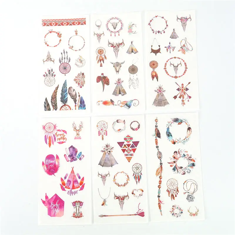 

Boho Decorative Paper Sticker Scrapbook Notebook Diary Deco Mixed Rectangle Dreamcatcher 16 cm(6 2/8") x 8cm(3 1/8") 6 PCs/Set