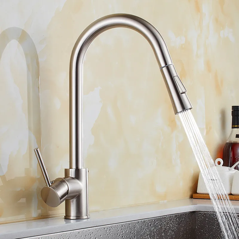 Kitchen Faucets Pull Out Spout Chrome/Golden/Nickel Finish Brass Single Handle Single Hole Kitchen Tap Rotating Water Mixer Taps
Kitchen Faucets Pull Out Spout Chrome/Golden/Nickel Finish Brass Single Handle Single Hole Kitchen Tap Rotating Water Mixer Taps