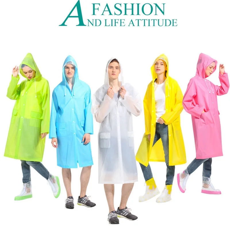 Fashion Adults Multicolor Siamesed Hooded Raincoats EVA Transparent Raincoat Portable Environmental Repeat Use Raincoats
Fashion Adults Multicolor Siamesed Hooded Raincoats EVA Transparent Raincoat Portable Environmental Repeat Use Raincoats