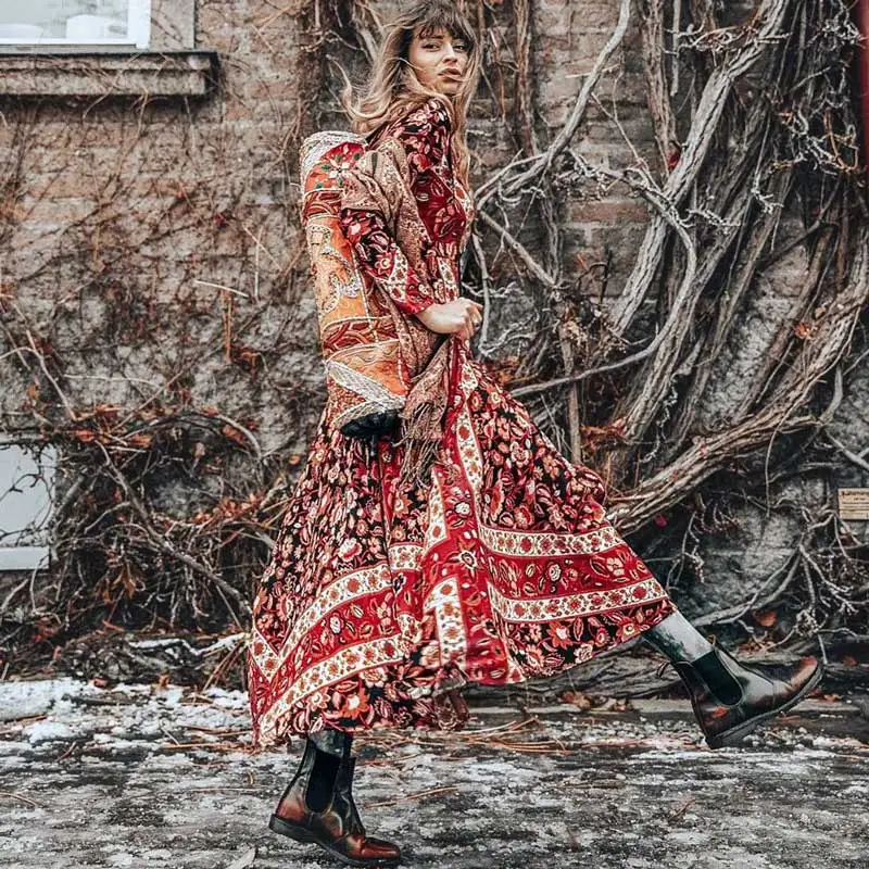 Boho Inspired maxi dress floral print long sleeves buttons V-neck bohemian lolita autumn dresses women plus size vestidos 2017
Boho Inspired maxi dress floral print long sleeves buttons V-neck bohemian lolita autumn dresses women plus size vestidos 2017