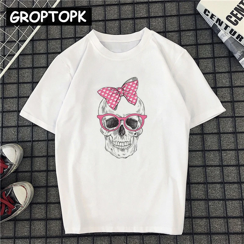 Kawaii Punk Skull Female T-shirt Vogue T Shirt Women Cotton Harajuku Top Pink Rock Girl Vintage Streetwear Vogue Camiseta 2019
Kawaii Punk Skull Female T-shirt Vogue T Shirt Women Cotton Harajuku Top Pink Rock Girl Vintage Streetwear Vogue Camiseta 2019