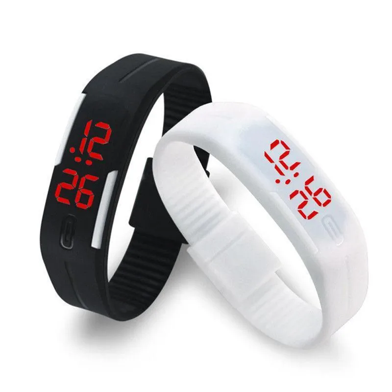 Для мужчин светодиодный цифровые спортивные часы с резиновым ремешком мужские