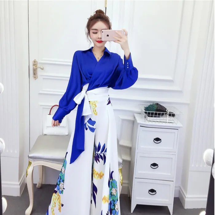 Women OL Lady Business Work Office Wear V-neck Full Sleeve Top Blouse Shirt Print High Waist Loose Full Length Wide Leg Pants
Women OL Lady Business Work Office Wear V-neck Full Sleeve Top Blouse Shirt Print High Waist Loose Full Length Wide Leg Pants