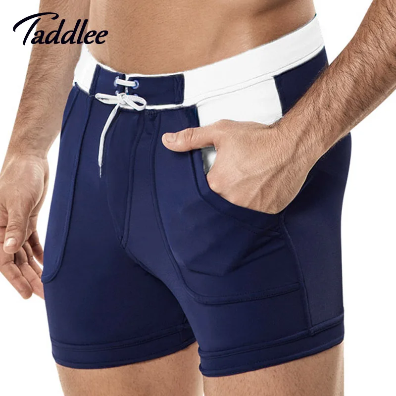 

Taddlee Brand Sexy Men's Swimwear Beach Board Shorts Boxer Trunks Swimsuits Bathing Suits Nylon Quick Dry Short Bottoms Shorts