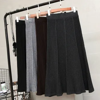 PEONFLY Autumn Winter Knitted Skirt For Women New Korean High Waist A-line Skirt Female Midi Long Black School Work Skirt
PEONFLY Autumn Winter Knitted Skirt For Women New Korean High Waist A-line Skirt Female Midi Long Black School Work Skirt