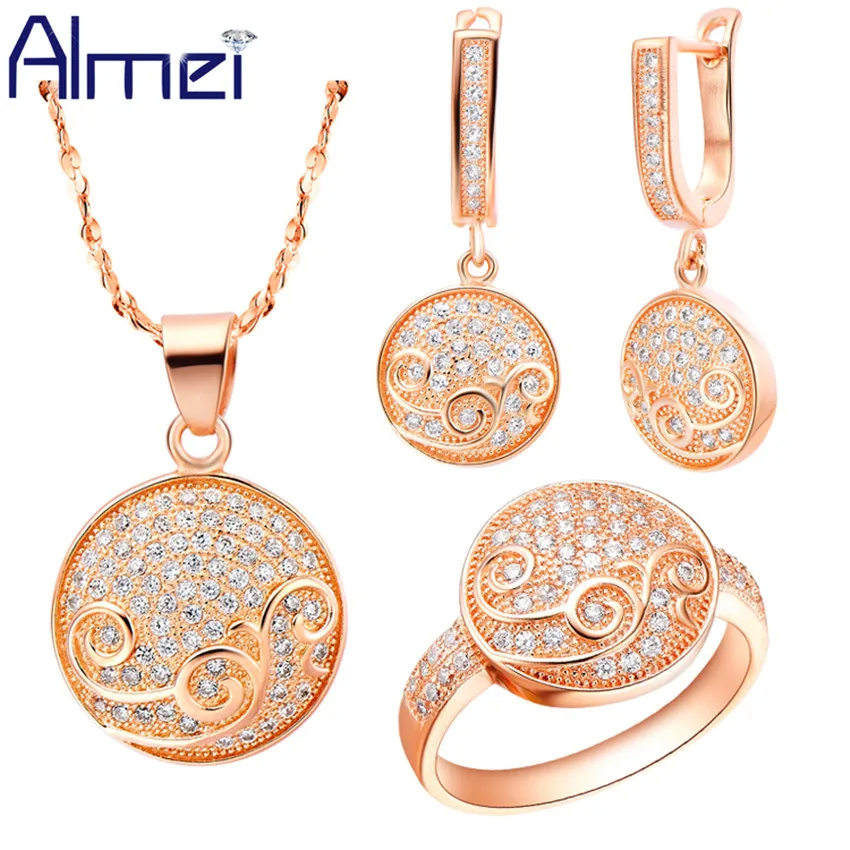 Almei Fashion Zircon Rose Gold Color Jewelry Sets for Wedding China Bridal Bijoux Rings Necklaces Brincos De Casamento T142
Almei Fashion Zircon Rose Gold Color Jewelry Sets for Wedding China Bridal Bijoux Rings Necklaces Brincos De Casamento T142