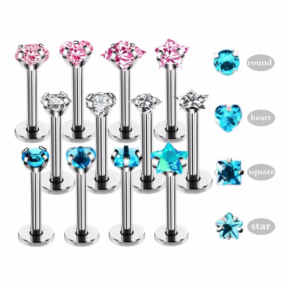 4pcs/set Mix Design CZ Zircon Labret Lip Piercing Jewelry Surgical Steel Cartilage Tragus Round Ear Stud Screw Percing Nose Ring
4pcs/set Mix Design CZ Zircon Labret Lip Piercing Jewelry Surgical Steel Cartilage Tragus Round Ear Stud Screw Percing Nose Ring